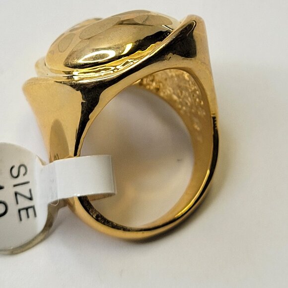 Gold and White Swirl Crystal Ring Size 8.5 - 8.75 Fashion Cocktail Ring - Picture 9 of 12